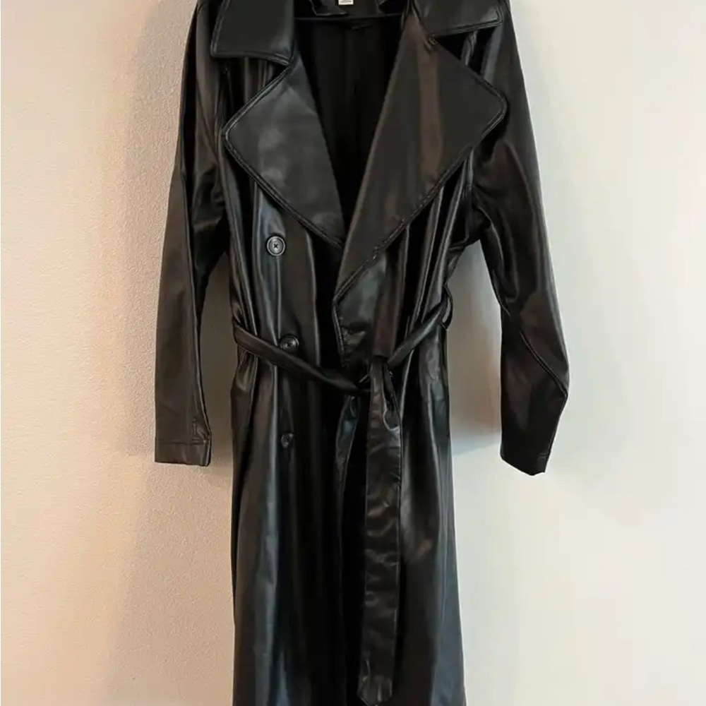 Ava & Viv Faux Leather Trench Coat